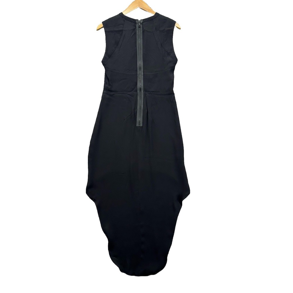 Manning Cartell Hi Lo Evening Dress US 6 Black Sleeveless Beaded Sheer Illusion - Picture 3 of 14